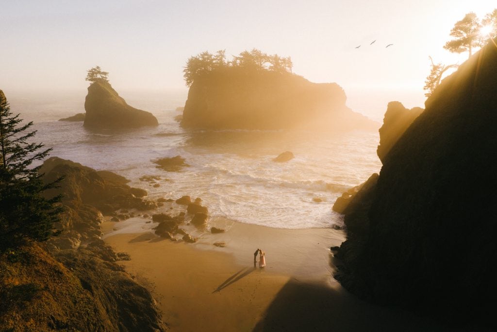 bride and groom on their elopement day in the Southern Oregon Coast at Samuel H Boardman State Park, Brookings