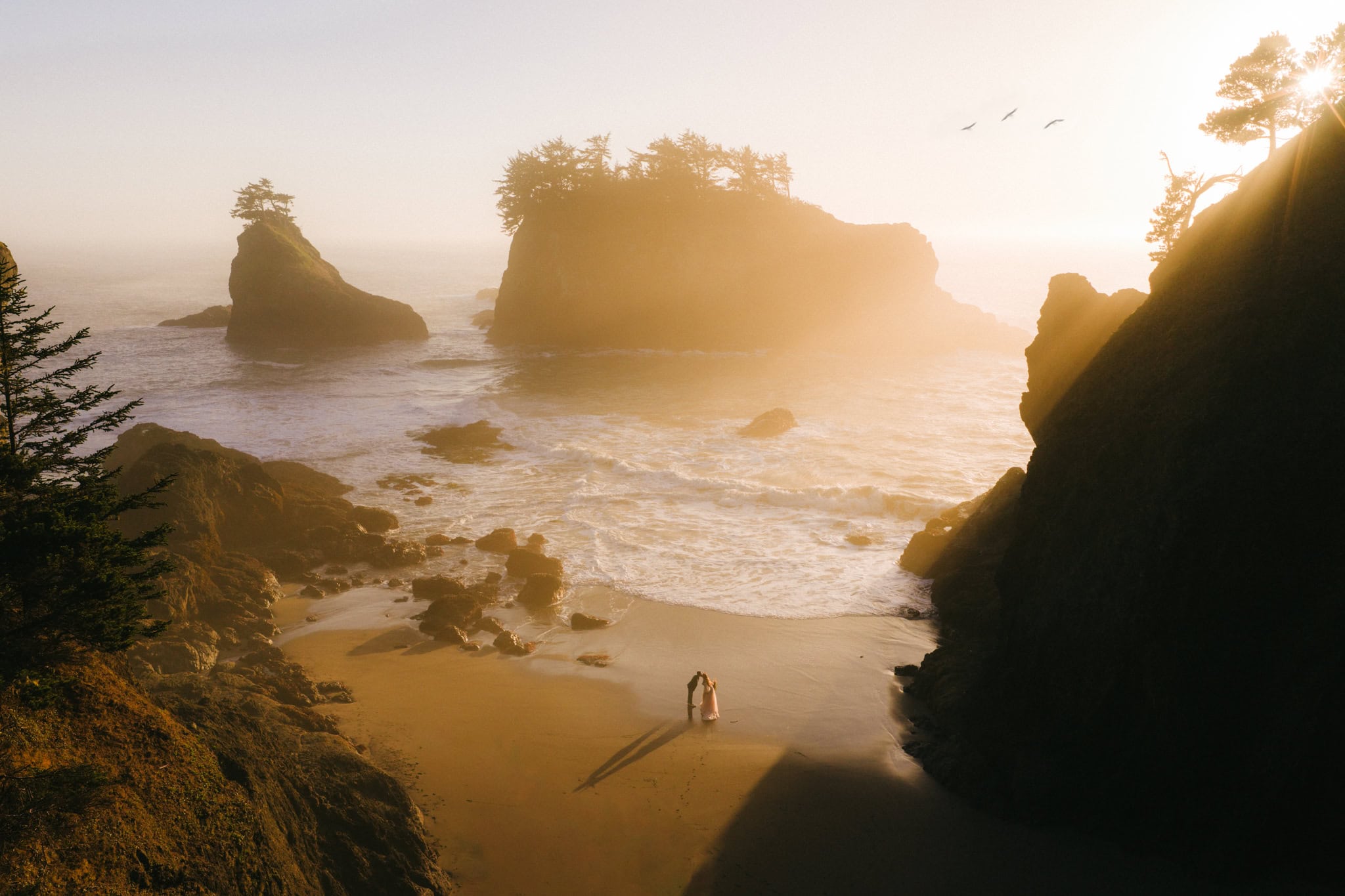 bride and groom on their elopement day in the Southern Oregon Coast at Samuel H Boardman State Park, Brookings
