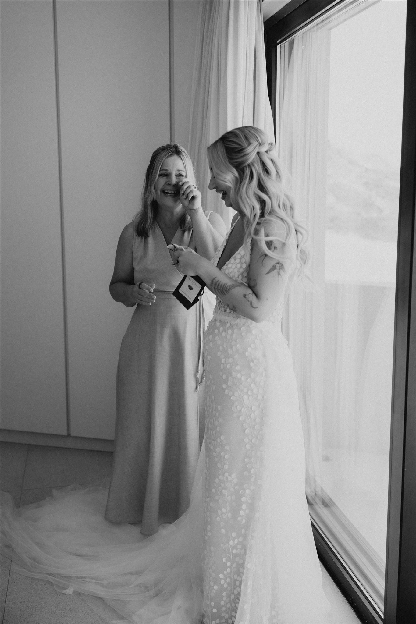 Mom crying at Kasey and Mark wedding in Milos, Greece