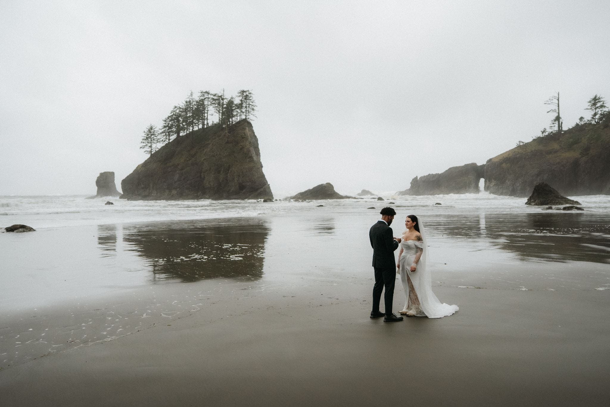 Private beach elopement ceremony on the Olympic Peninsula